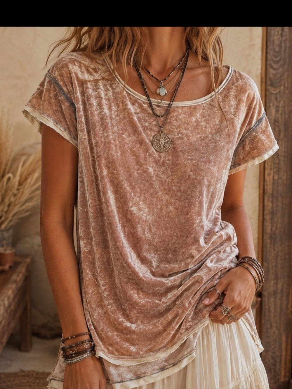 Free People We The Free Doran Velvet Tee Medium